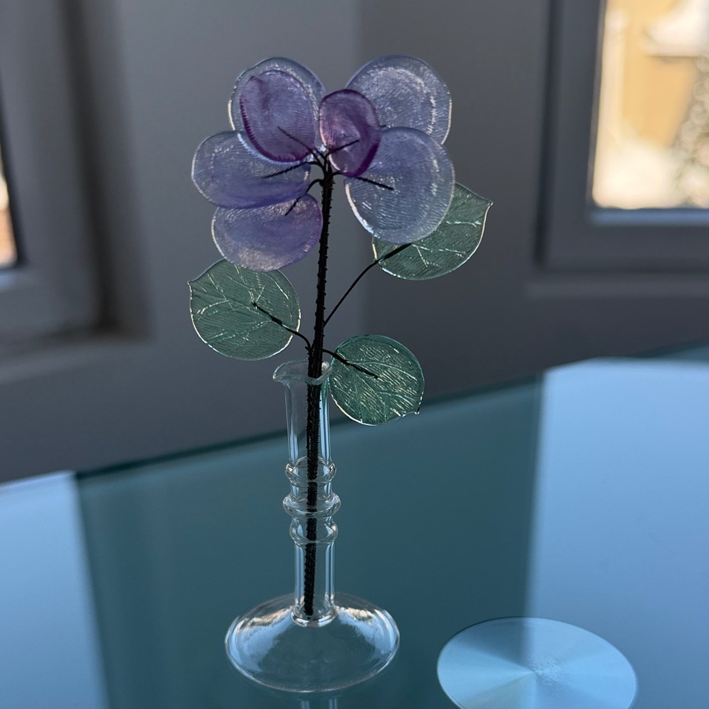 Elegant Purple and Green Glass Flower Vase